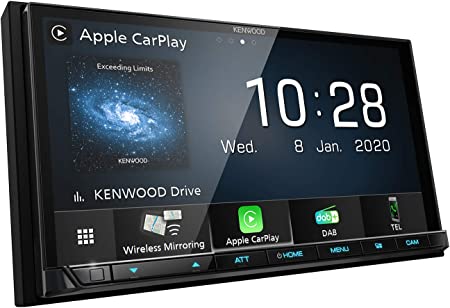 Kenwood DMX8020DABS 17.7 cm WVGA Digital Media Moniceiver with DAB , Wireless CarPlay, Android Car, Android Mirroring, Wifi, Dual USB, HI-Res Audio, Capacitive Touch Screen.