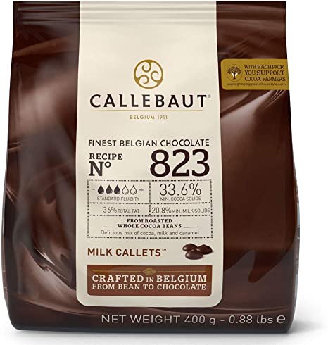 Callebaut N° 823 - Finest 33.6% Belgian Milk Chocolate Couverture (Callets) 400g