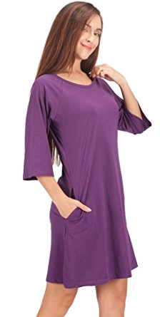 WEWINK CUKOO Ladies Nightwear 100% Cotton Nightdress 3/4 Long Sleeved Nighties Nightshirt