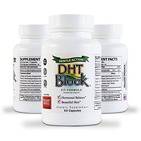 DHT Block (3 pack - 180 capsules total) DHT Blocker Supplement for Skin, Acne, PCOS, Hair, and Hormonal Balance. DIM, Astragalus Root, Turmeric, Natural Ingredients. For Men and Women