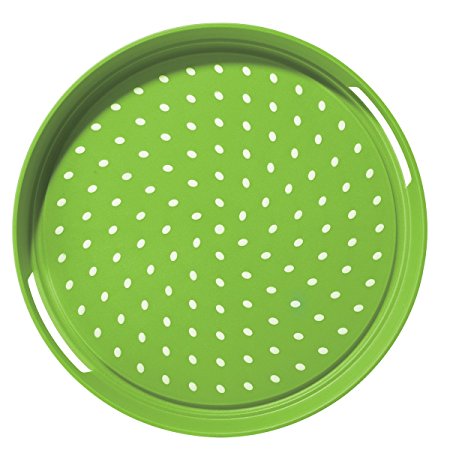 Oggi 5503.11 Round Non Skid Rubber Grip Serving Tray, Green