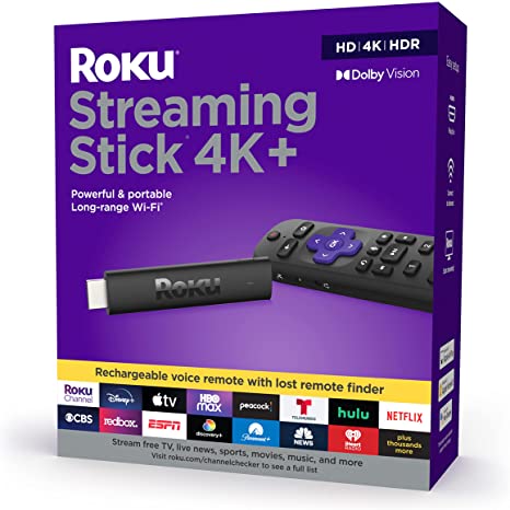 Roku Streaming Stick 4K  (2021) Streaming Device 4K/HDR/Dolby Vision with Roku Voice Remote Pro