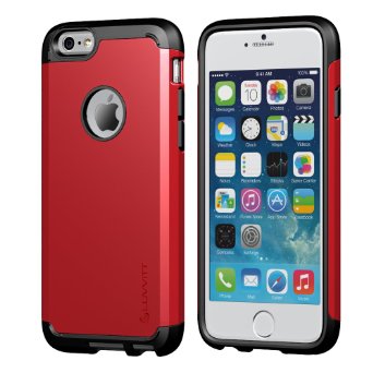 iPhone 6/6s Case, LUVVITT [Ultra Armor] Shock Absorbing Case Best Heavy Duty Dual Layer Tough Cover for Apple iPhone 6 / iPhone 6s (4.7) - Black / Red