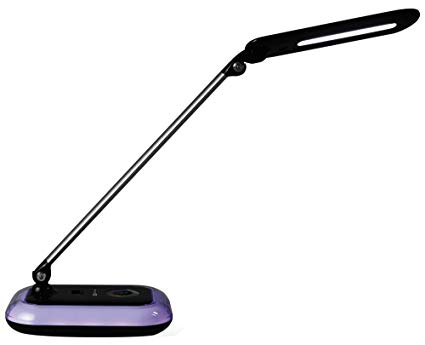 OttLite Glow LED Desk Lamp with USB Charging Port | Touch Control, 3 Brightness Mode, Color Changing Base, Adjustable, Reduces Eyestrain | Great for Office, Home, Table, Dorm, Bedroom, College (Black)