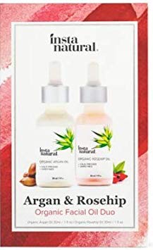 Argan & Rosehip Oil Bundle - for Hair, Face, Skin, Nails and Body - Reduces wrinkles, dark spots, fine lines - hydrates & nourishes skin - InstaNatural - 1 oz