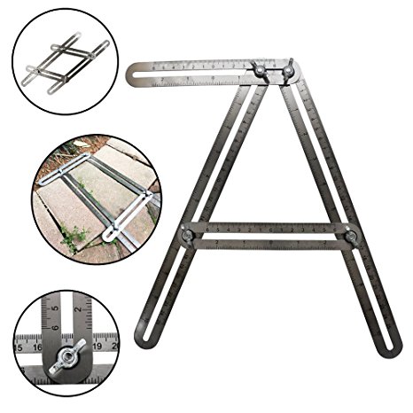 LOOKISS Multi Angle Measuring Ruler Stainless Steel Angle-izer Metal Four-Sided Adjustable Slide Layout Mechanism Template Tool for Handy DIY Woodworking, Builders, Craftsman