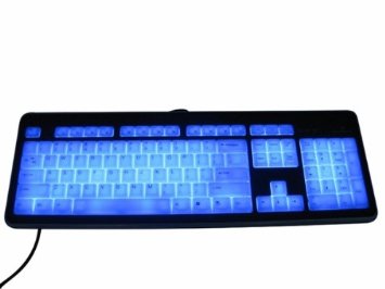 Modtek Slim Acrylic Illuminated Backlit USB Computer Keyboard Blue-By Advanced Gaming Systems