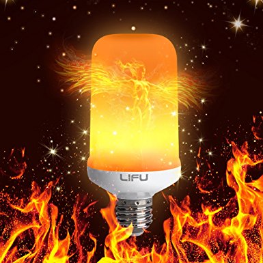 Flame Bulb, LIFU E26/ E27 LED Flame Effect Fire Light Bulbs for Decoration Lighting on Christmas Halloween Holiday Party