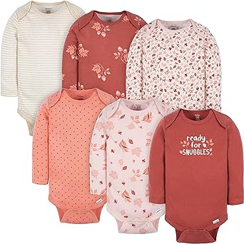 Gerber Baby Girls' 6-pack Long-sleeve Onesies Bodysuits