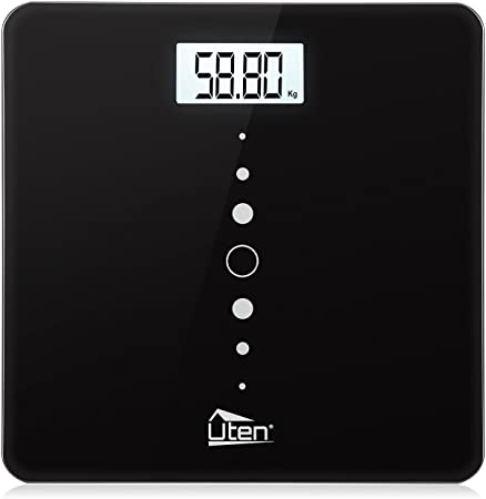 Uten Digital Body Scale, Bathroom Weight with Step-On Technology, Backlight Display, Round Corner Design and 8MM Glass, 440lb/200kg Capacity