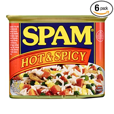 Spam Hot & Spicy, 12 Ounce Can (Pack of 6)