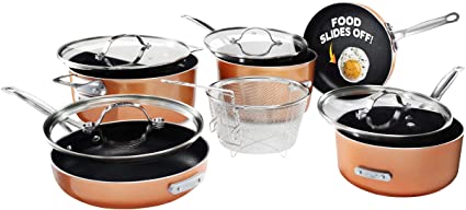 Gotham Steel Stackmaster Pots & Pans Set – Stackable 10 Piece Cookware Set Saves 30% Space, Ultra Nonstick Cast Texture Coating,  Includes Fry Pans,, Saucepans, Stock Pots and More – Dishwasher Safe