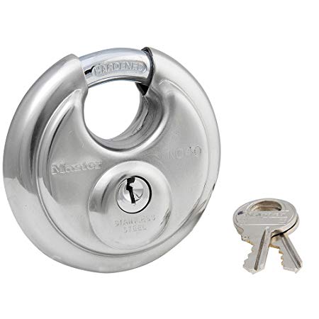 Master Lock 40DPF Round Padlock with Shielded Shackle, 2-3/4-inch, Stainless Steel (2 Pack)