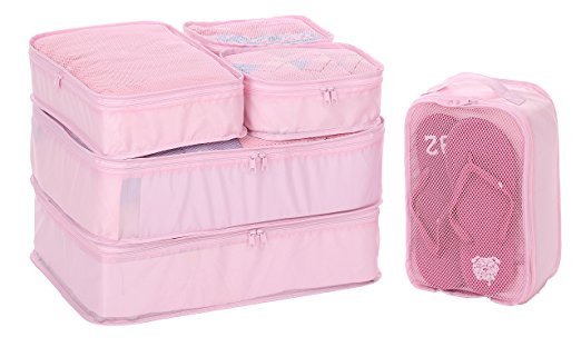 Travel Packing Organizer 6 Set, JJ POWER Packing Cubes for Travel, Clothes Bags of 3 Size and Shoe Bag included