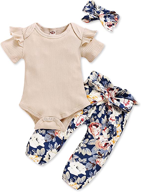 Newborn Baby Girl Clothes Outfit Summer Fall Infant Clothes Ruffle Romper Pants Newborn Outfit Baby Clothes for Girl