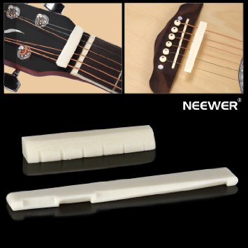Neewer 6 String Acoustic Guitar Bone Bridge Saddle and Nut Made of High Quality Real Oxen Bone--Ivory