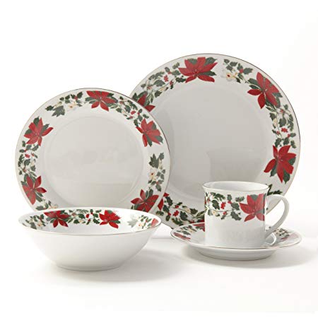 Gibson Poinsettia Holiday Dinnerware Set, 20-Piece