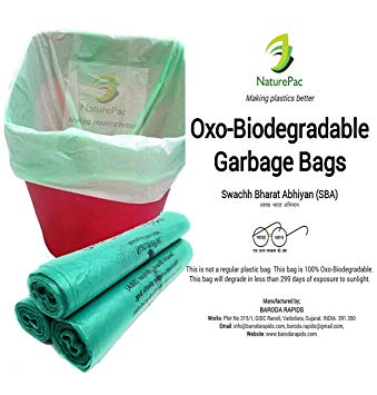 NaturePac Garbage Bags Biodegradable For Kitchen,Office,Medium Size (Green,48cmx56cm//19 Inch x 22 Inch,90 Bag)