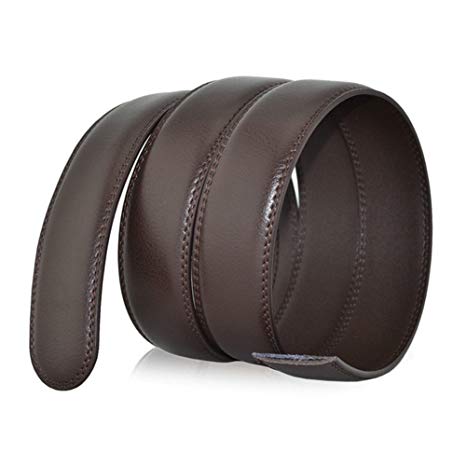 Xhtang Men's Genuine Leather Belt without Buckle Ratchet Belt 35mm 1 3/8"