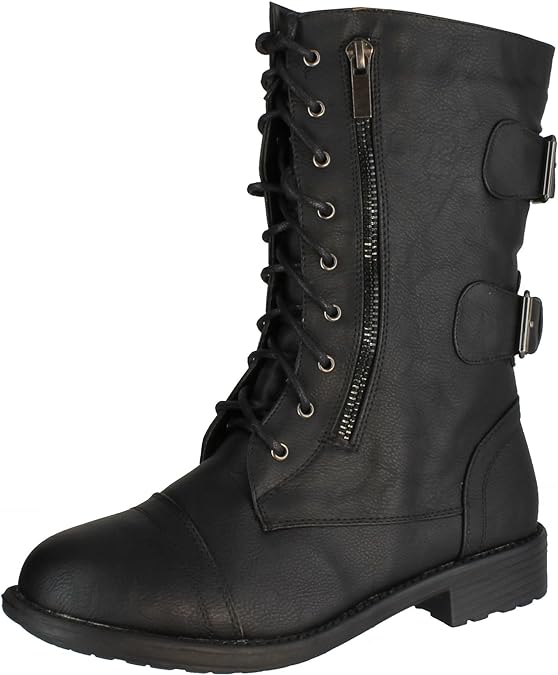 TOP Moda Women’S Pack-72 Military Lace Up Combat Boot