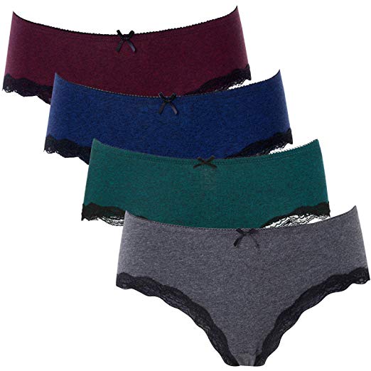 ATTRACO Women's Underwear Cotton Panties Underwear Solid Packs 4