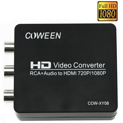 COWEEN AV to HDMI Converter Box CVBs 3 RCA Composite Video to HDMI Adapter Mini AV2HDMI UP Scaler 1080P Connector