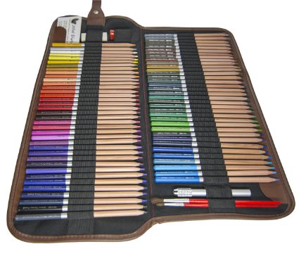 JNW Direct Madison Watercolor Pencil Set for Artists, 72 Vibrant & Smooth Dual Action Colored Pencils with Canvas Case and Accessories Included