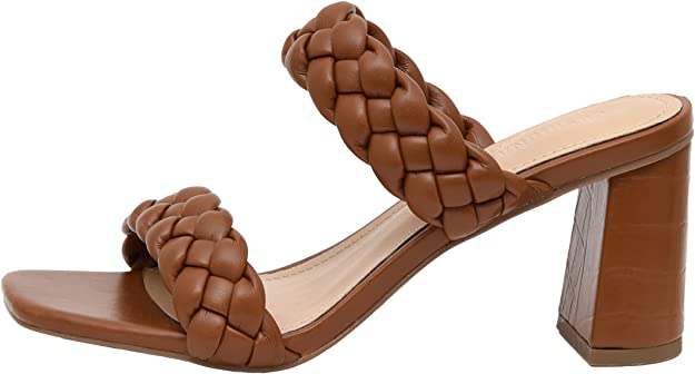 Dunes Women's Iris braided Heel Sandal  Memory Foam Insoles