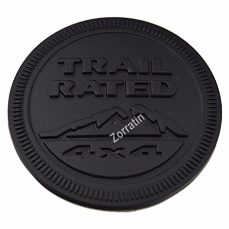zorratin Full Black Metal Trail Rated 4x4 Round Emblem Badge Mountain for Jeep Wrangler Side Rear Trunk Tailgate Hatch