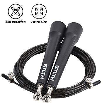 STLTH Speed Jump Rope, Dual Bearing for High Speed Skipping, Adjustable Speed Rope for Adults Fitness, Exercise, Training, Boxing, MMA, Crossfit (Free Mesh Bag and Spare Parts Included)