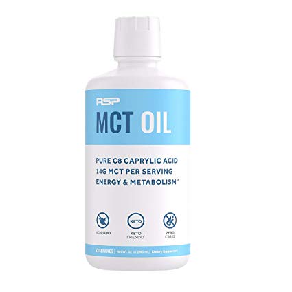 RSP MCT Oil - Premium MCTs from Pure C8 Caprylic Acid, Keto Friendly Supplement for Boosting Energy & Metabolism, Healthy Fats for Coffees, Shakes, Cooking, 14G Per Serving, 32 oz.