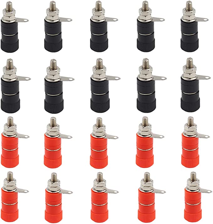 HiLetgo 20pcs JS-910B JS-919 Terminal Wire Connectors JS-910B Jack Socket Female Binding Banana Plugs Terminal Connector Binding Post 4mm Banana Plug Jack Mounter for Speaker Audio 10 Red   10 Black