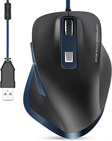 Mouse, TedGem Computer Mouse USB Ergonomic Mouse Wired Mouse High Performance, Wired Mouse for Laptop 6 Buttons, upto 3200DPI, 1.5 m Braided Wire For Windows 7/8/10 / XP, Vista, Linux and Mac(Red)