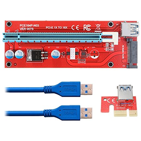 VER 007S Extender Cable USB 3.0 Converter SATA PCI Express PCI-E 1X To 16X Riser Card With 15pin SATA Power Slot Connector Supply Cable 60 Centimeter For Bitcoin Mining (1 Pack)-Kalolary