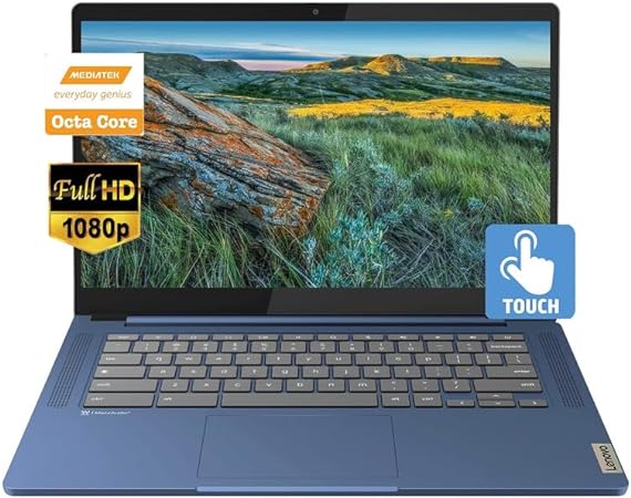 Lenovo 2023 Newest Ideapad Slim 3, 14" (1920 x 1080) FHD Touchscreen Chromebook Slim Thin Laptop, 8-Core MediaTek Kompanio 520, 4GB RAM, 64GB eMMC, WiFi 6, Chrome OS, Abyss Blue, EAT 64GB Micro SD