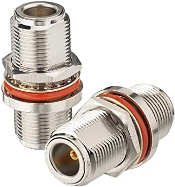 Eightwood 2pcs N Female to N Female Bulkhead Connector RF Coaxial Adapter