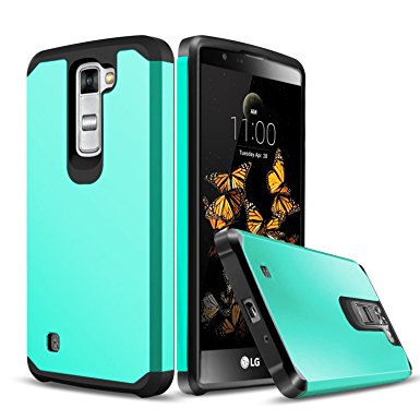 LG Phoenix 2 Case, LG K8 Case, LG Escape 3 Case, EC™ High Impact Slim Dual Layer [TPU   Soft Silicone] Shockproof Case Cover for LG K8/ LG Escape 3/ LG Phoenix 2 (Armor-Turquoise)