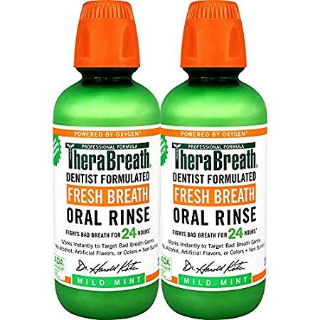 TheraBreath Dentist Recommended Fresh Breath Oral Rinse - Mild Mint Flavor, 16 Ounce (Pack of 2)