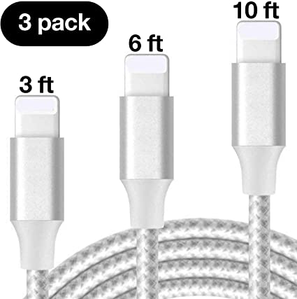 [3pack] 3ft/ 6ft/ 10ft lphone Charger Cables for Model 5/6/7/8/X lpad 3/air/Mini Charger Cables