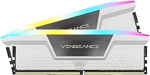 CORSAIR VENGEANCE RGB DDR5 RAM 32GB (2x16GB) 6400MHz CL36 Intel XMP iCUE Compatible Computer Memory - White (CMH32GX5M2B6400C36W)