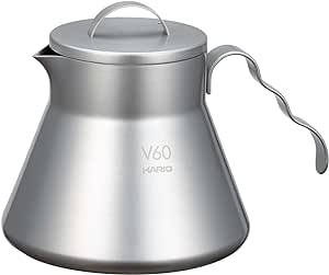 HARIO O-VCSM-50-HSV V60 Metal Coffee Server, 16.9 fl oz (500 ml), Silver, Made in China