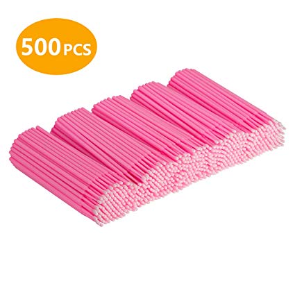 Cuttte 500 PCS Disposable Micro Applicators Brushes Latisse Applicator for Eyelashes Extensions and Makeup Application (Head Diameter: 2.0mm)