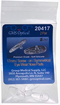 GMS Optical Tear Drop Screw-in Silicone Nose Pads for Glasses, Sunglasses, and Eye-wear – 17mm (2 Pair)