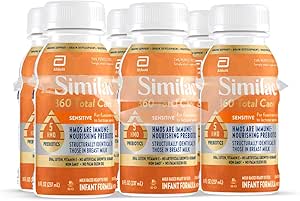 Similac 360 Total Care Sensitive Infant Formula for Fussiness & Gas Due to Lactose Sensitivity, Has 5 HMO Prebiotics, Non-GMO, ‡ Baby Formula, Ready to Feed, 8-fl-oz Bottle, Pack of 6