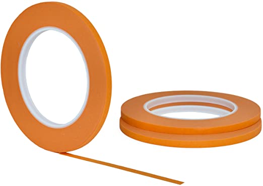 3 pack 1/4" inch x 60yd STIKK Orange Painters Tape 14 Day Easy Removal Trim Edge Thin Narrow Finishing Masking Tape (.25 IN 6MM)