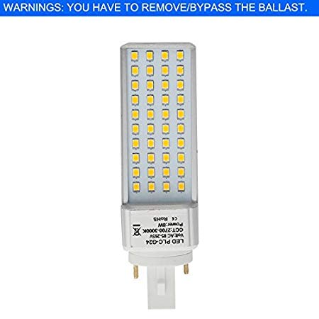 HERO-LED  G24-40S-2P-DW Rotatable PL-C Lamp G24D 2-Pin LED CFL/Compact Fluorescent Lamp, 8W, 18W Equal, Daylight White 5000K (Remove/Bypass The Ballast)