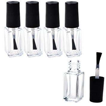 KLOUD City ® 5 Pcs Empty Nail Polish Clear Bottles with Brush Cap