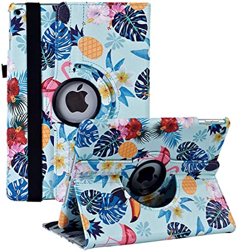 New iPad 9.7 inch 2018 2017/ iPad Air Case - 360 Degree Rotating Stand Smart Cover Case with Auto Sleep Wake for Apple iPad 9.7" (6th Gen, 5th Gen)/iPad Air（Flamingos ）