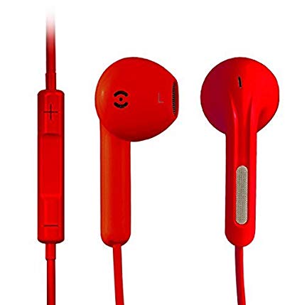 Cezlark® Supreme Quality Earphones/Headphones/Earbuds with Stereo Mic&Remote Control compatible with all phones including, i-Pad 4, i-Pad Mini, i-pod and i-phone 4/5/5C/5S/6/6 Plus (Red)