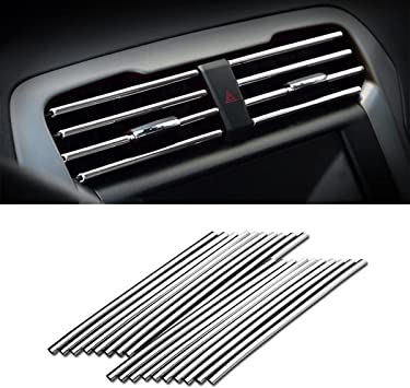 20 Pieces Car Air Conditioner Decoration Strip for Vent Outlet, Universal Waterproof Bendable Air Vent Outlet Trim Decoration, Suitable for Most Air Vent Outlet, Car Interior Accessories (Silver)